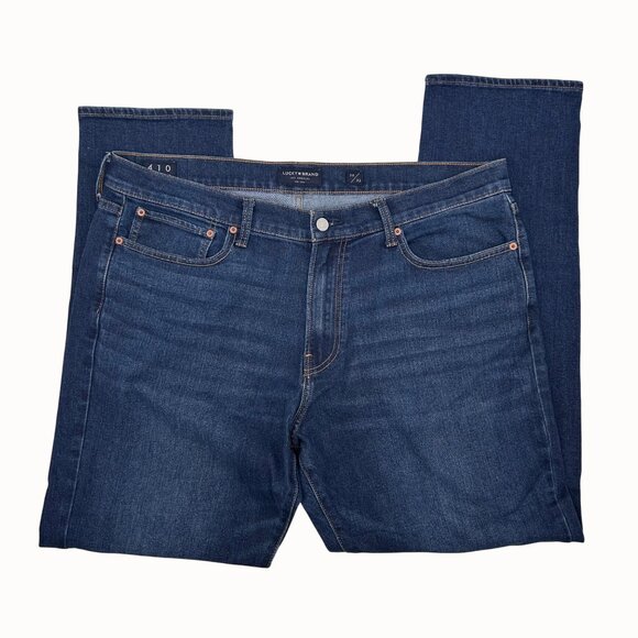 Lucky Brand Men's 410 Athletic Slim Fit Blue Denim Jeans 38x32 Dark Wash - Picture 2 of 8